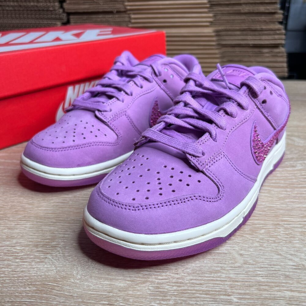 Nike Dunk Low PRM MF Rush Fuchsia Custom with Purple Crystals - Picture 9 of 10